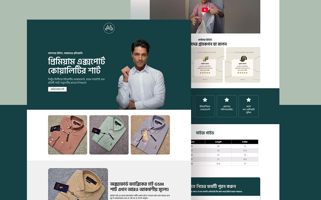 Menswear Funnel – Solid Shirt Sales Page Template (Elementor + CartFlows)